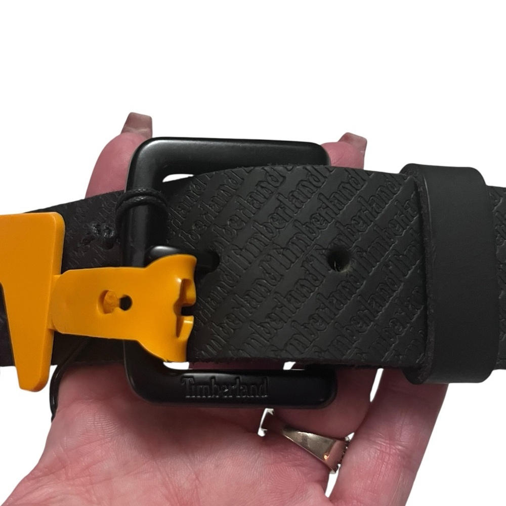 Timberland Embossed Black Genuine Leather Belt